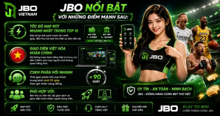 JBO nổi bật với những điểm mạnh sau: